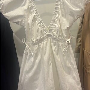 BP White Mini Dress with Puff Sleeves